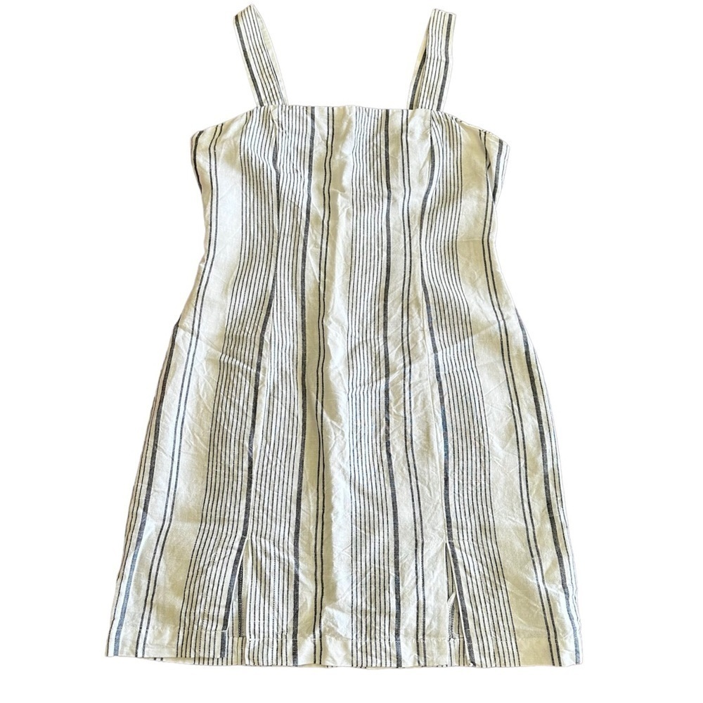 Forever 21 Dress Linen Blend Mini Navy Blue & White Size Small